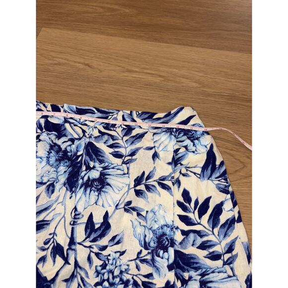 Ellen Tracy blue floral skort linen blend with elastic waistband size XL - Picture 6 of 6